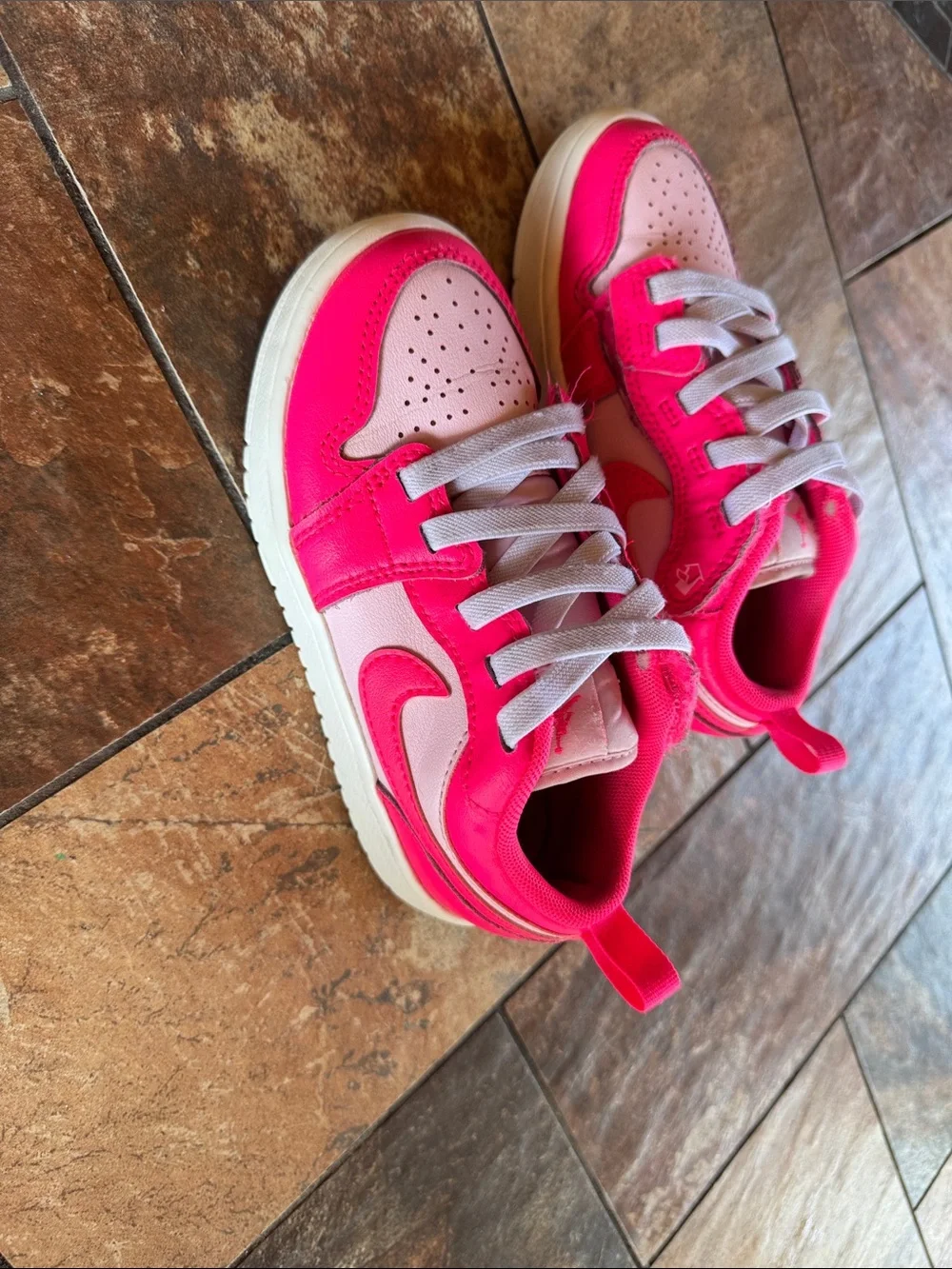 Nike Air Jordan Kids Hot Pink and Light Pink Low-Top Sneakers size (12c)